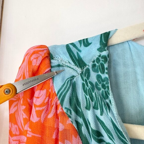 New Farm Rio Cut Out Maxi Dress Anthropologie Long Sleeve Pink Printed Small - Picture 6 of 13